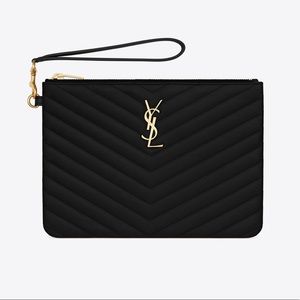 SAINT LAURENT Black Monogramme Matelassé A5 Pouch